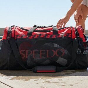 Speedo Red and Black Mesh Duffel Bag